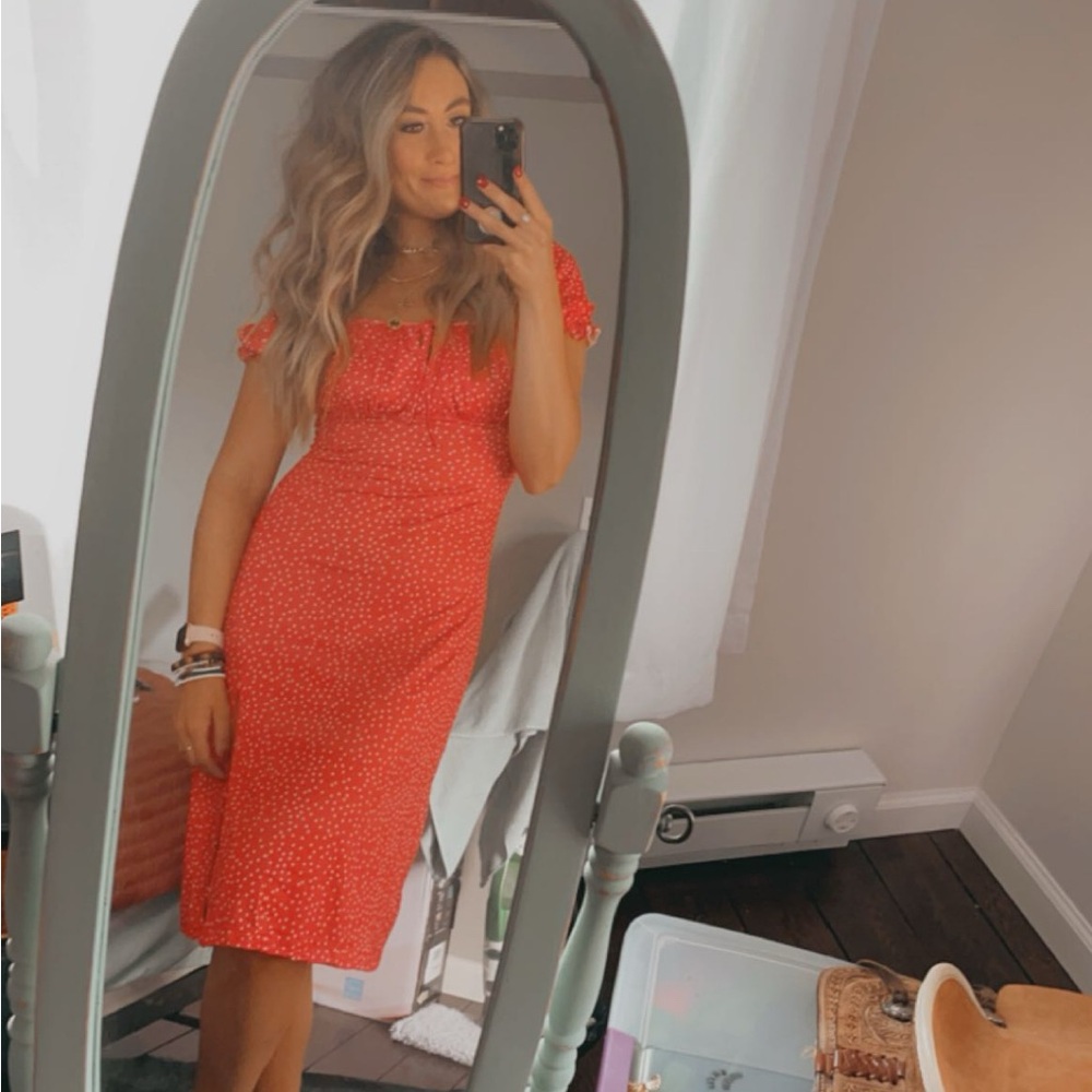 Shein red polka dot summer dress/wedding guest dress